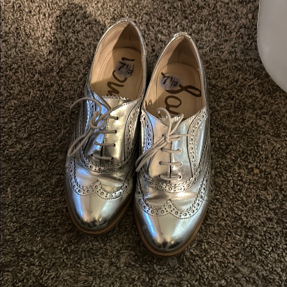 Silver Women's Brogue Shoes